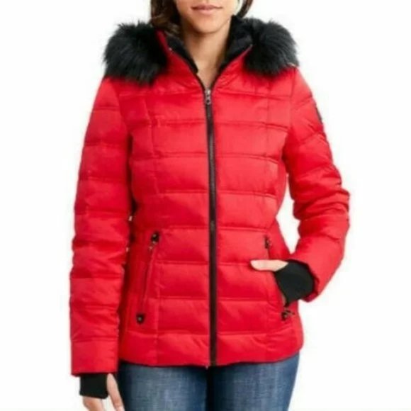 Nautica Jackets & Blazers - NAUTICA Women Fur Trim Hooded Puffer Winter Coat Jacket - - Red NO TAG